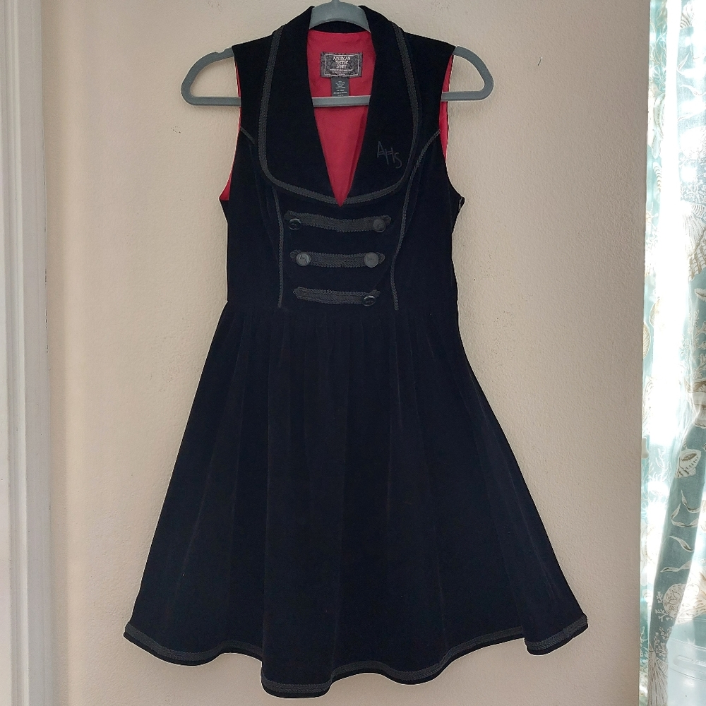 AMERICAN HORROR STORY BLACK VELVET VELOUR ""BELL HOP DRESS""